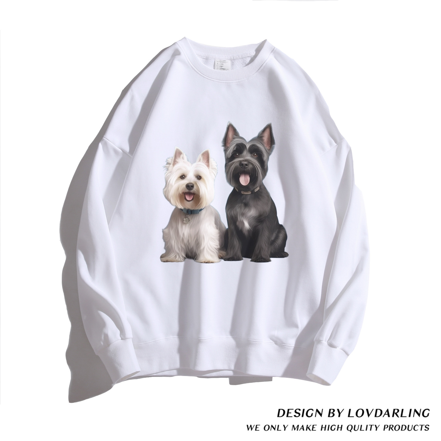 Maglione Felpa Originale Sottopelo Autunno E Inverno Tutto Cotone Designer Cucciolo Girocollo Maniche Lunghe_voghion.com