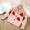 Spring autumn sweater, knitted three dimensional strawberry, flashlight, jacket, western style, Korean style