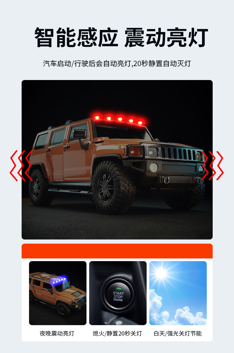 Cross-Border Hot-Selling Solar Warning Light for Trucks, Pickup Trucks, Car Roof Modification Led Light, Remote Control Car Mouse Light