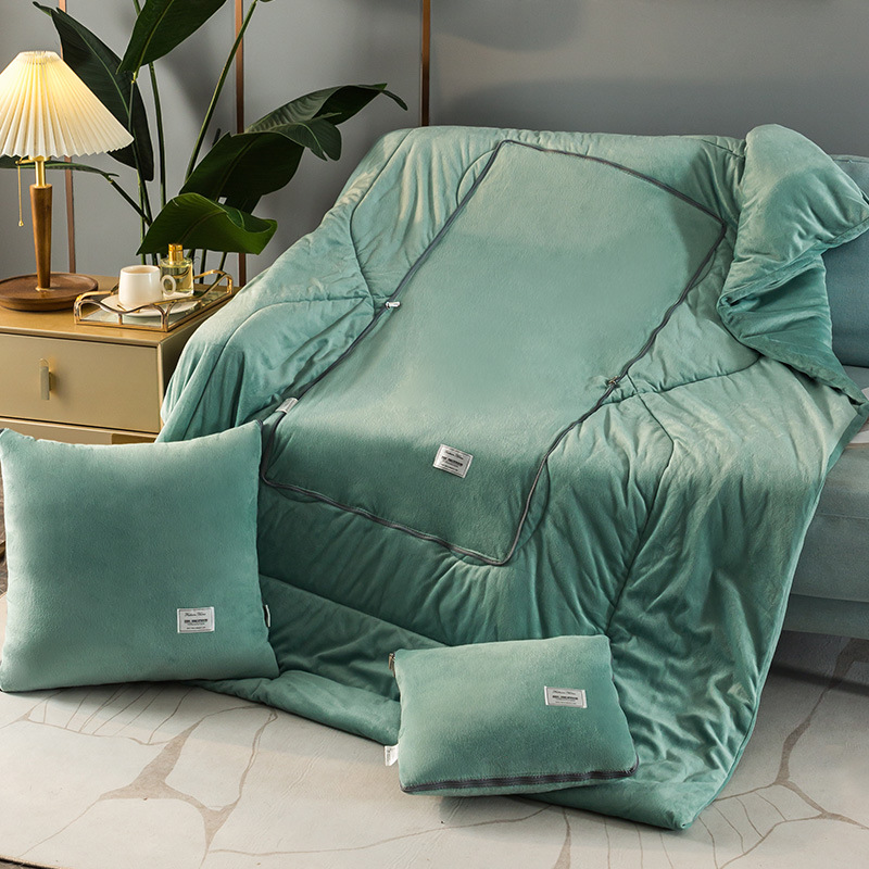 크리스탈 벨벳 아플리케 자수 베개 이불-민트 그린