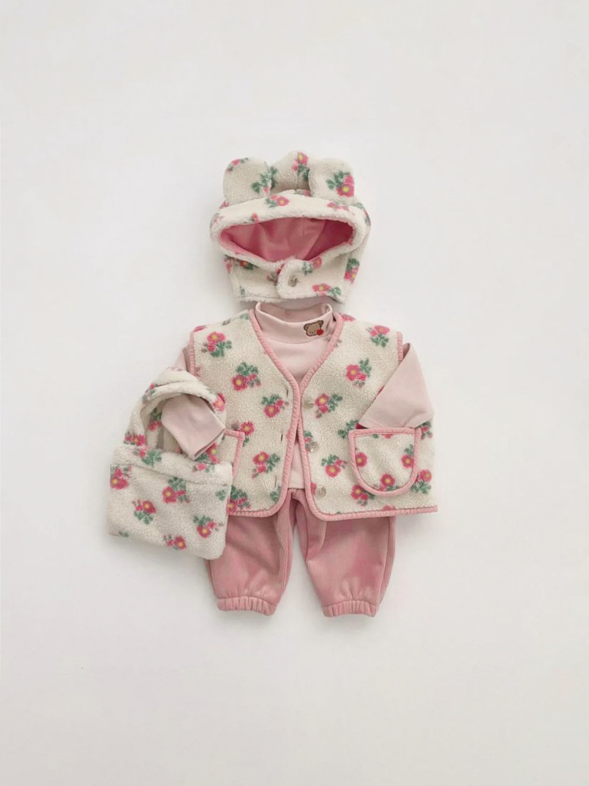 Bebé bebé primavera y otoño floral de terciopelo de doble cara de un solo pecho ropa exterior chaleco niños y niñas bebé niños chaleco caliente