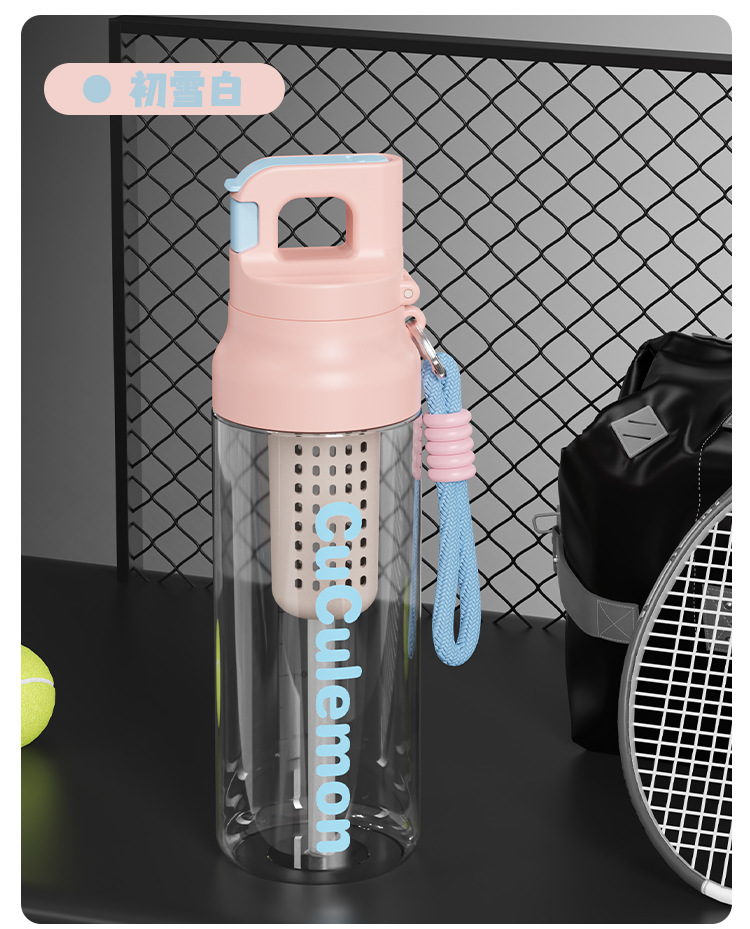 Basit Tasarımlı Büyük Kapasiteli Çift İçme Pipetli Plastik Bardak Spor Fitness Öğrenci Su Bardağı Outdoor Taşınabilir Elastik Kapak Kişisel Bardak Kadın