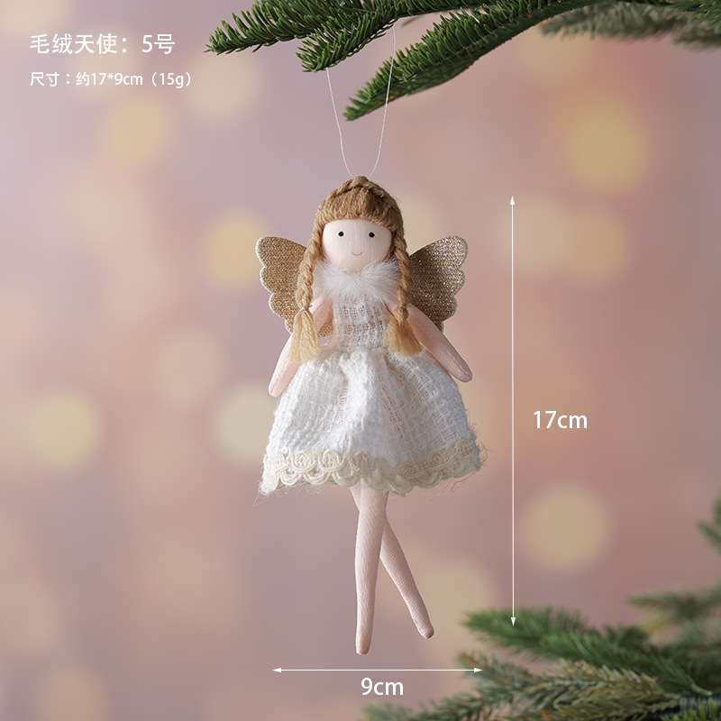 Nuevos productos transfronterizos de venta caliente Angel Girl Navidad decoración colgante gorra de punta colgante de muñeca de peluche de tamaño grande