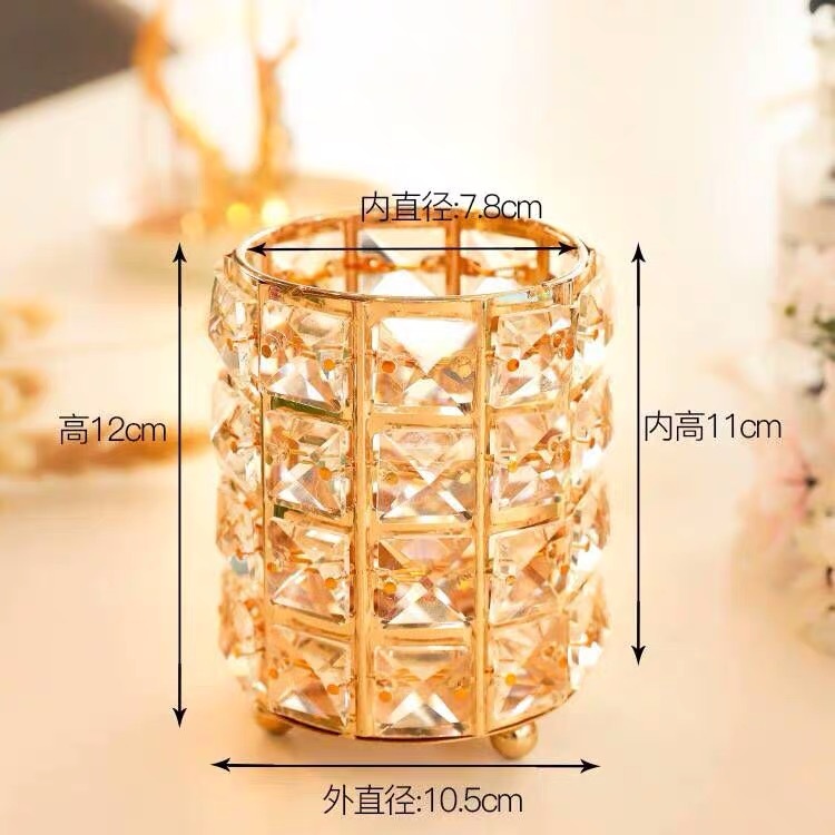 ファッション化デスクトップ装飾品水晶化粧欧工具ブラシファッションネイルアート収納ケース水晶ガラス筆筒収納|undefined