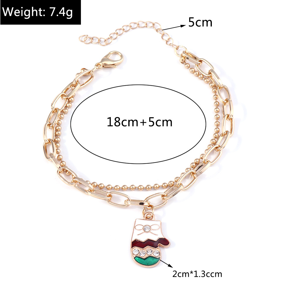 11g Weight Alloy Pendant Material Bracelets Classification Alloy Chain Material 1 Piece Quantity Holiday, Party Occasion Alloy Material Christmas Festival Christmas Tree, Santa Claus Pattern Women's Gender Enamel Design Cute, Simple Style Style Cute Simple Style Christmas Tree Santa Claus Alloy Chain & Link Bracelets Christmas Wholesale 9