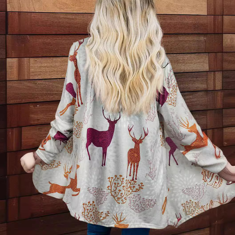 Christmas Tree Sweater Women's Autumn and Winter 2024 New Lazy Style Loose Outer Wear Knitted Long 3D Printing