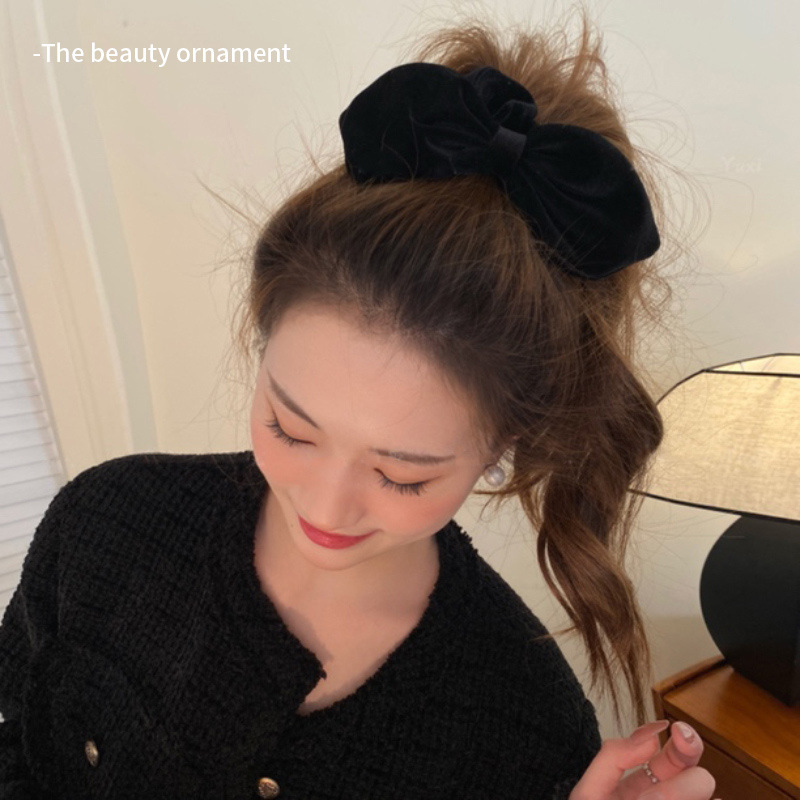 Scrunchie con fiocco in velluto vintage elastico per capelli_voghion.com