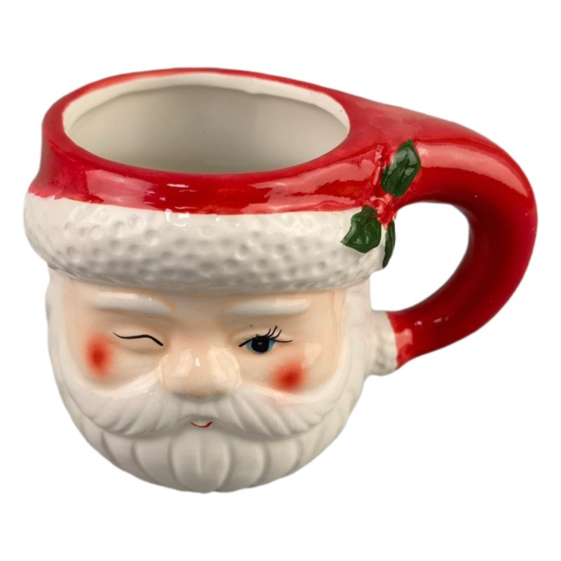 Taza de cerámica de hombre de jengibre navideño cuidadosamente seleccionada, taza de árbol de Navidad de cerámica, taza de galletas de cerámica, taza de agua de cerámica