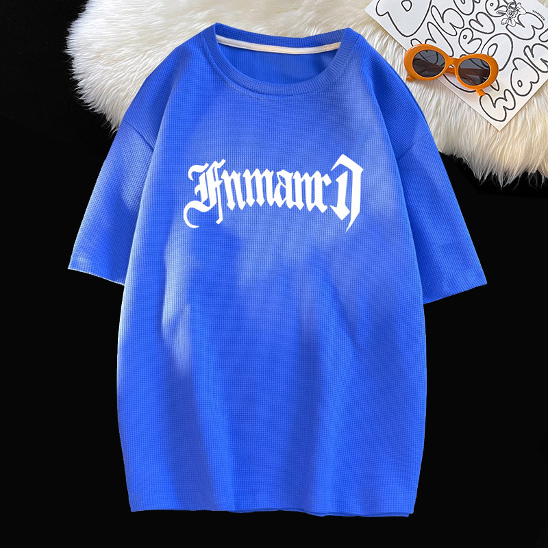 Waffle casual traje de los hombres de verano de seda de hielo de manga corta Camiseta de los hombres con ropa deportiva de marca de moda guapo