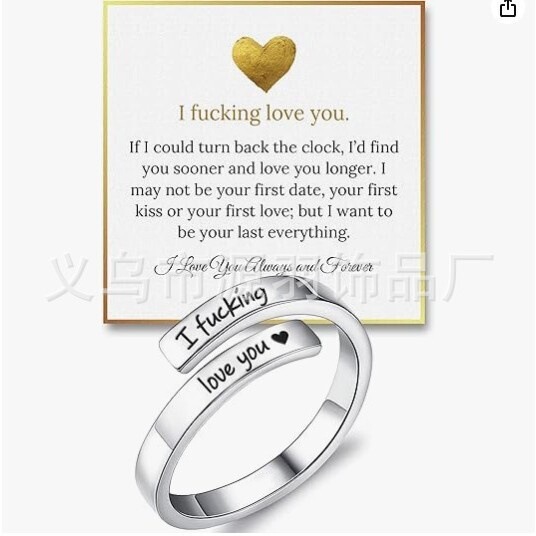 Cross Border Opening Titanium Steel DIOWUS Women's Just Breathe Spiral Wound Twisted Retro Healing Ring