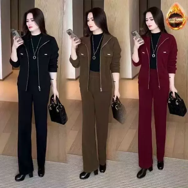 Осенний модный тёплый комплект для отдыха, свободный крой