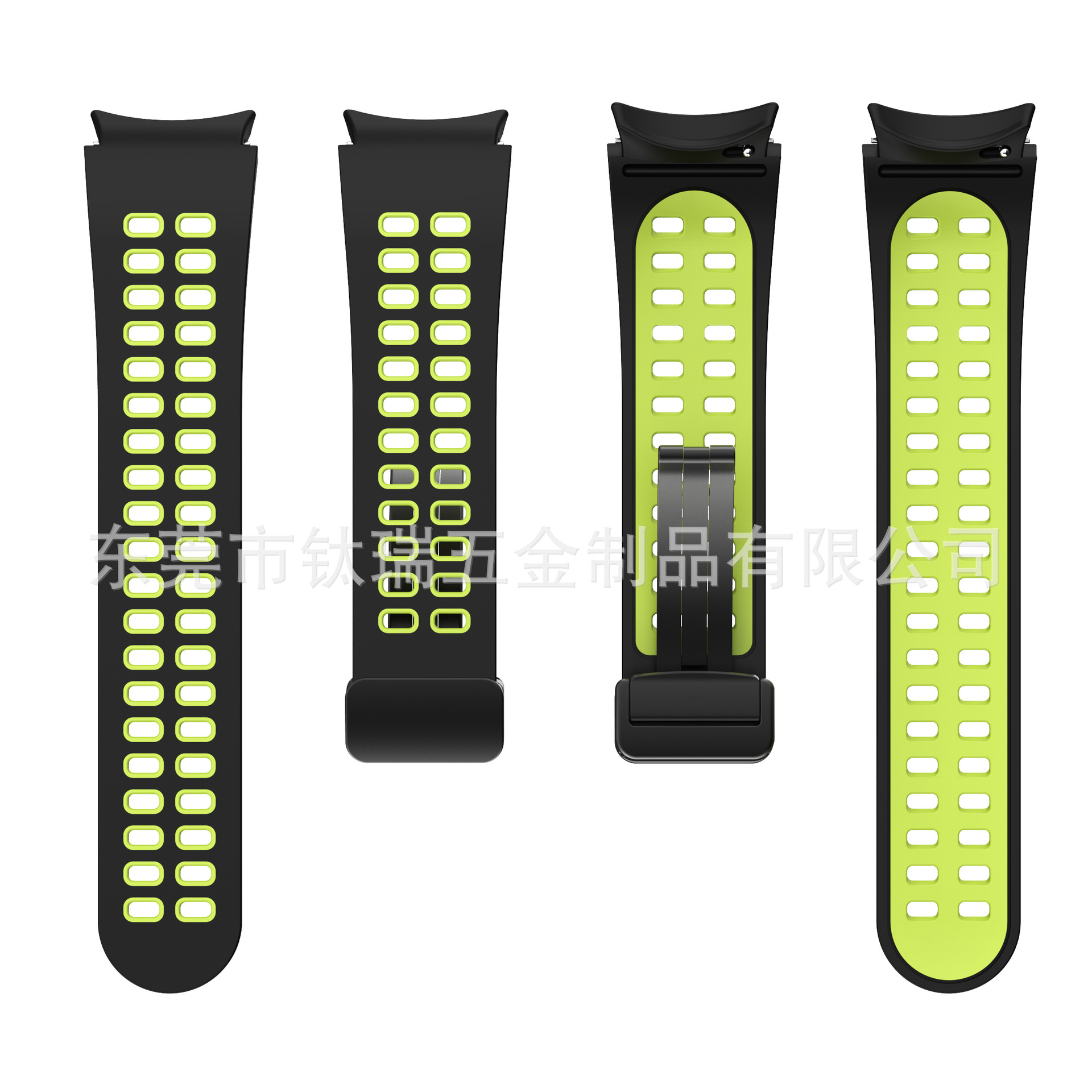 Aplicable a Samsung Galaxy watch6/5/4 correa de silicona de dos colores watch5pro hebilla plegable magnética universal