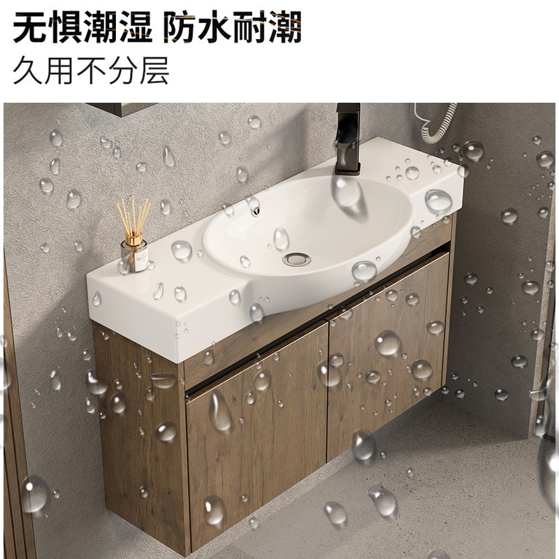 Gabinete de baño de aluminio para espacio pequeño, lavabo de cerámica combinado, lavabo transfronterizo, baño ultra estrecho, piscina de mesa de lavado