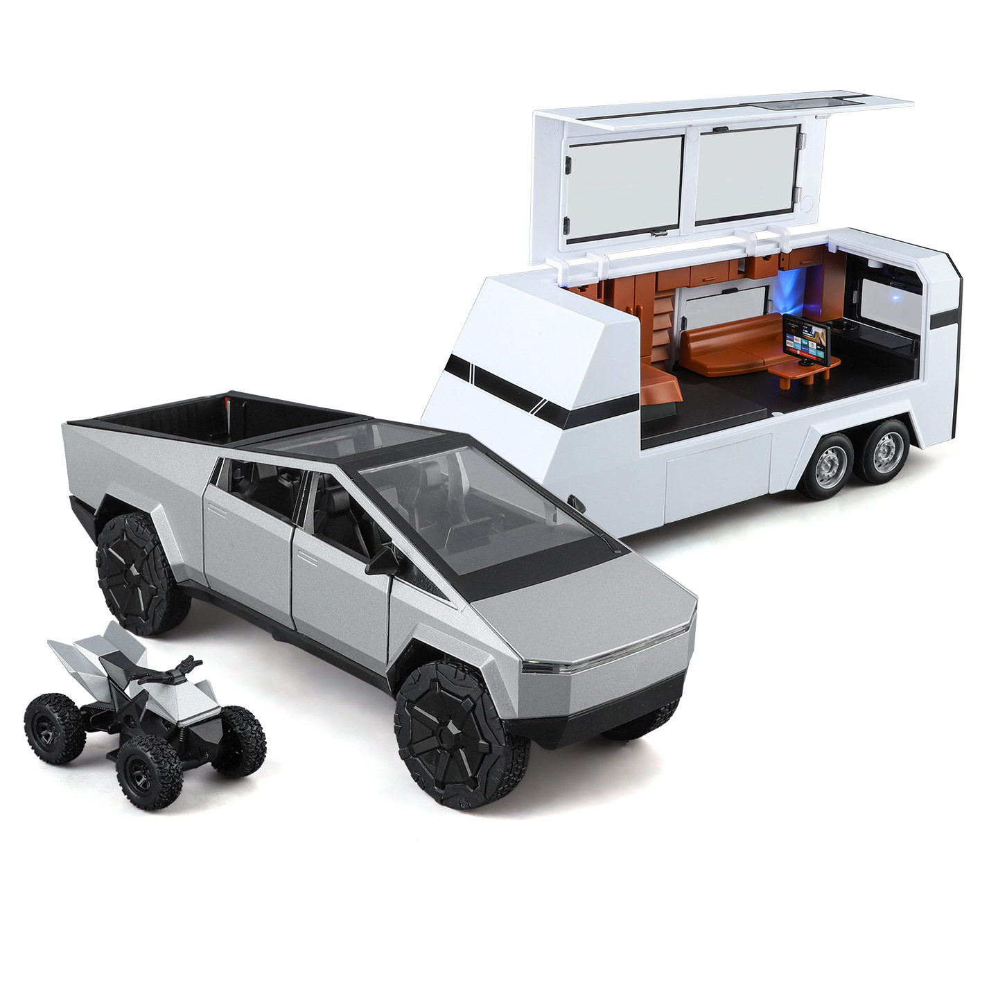 1: 24 Trapika remolque RV modelo de aleación de coche de retorno acústico y luz RV gabinete de colección core exhibición al por mayor