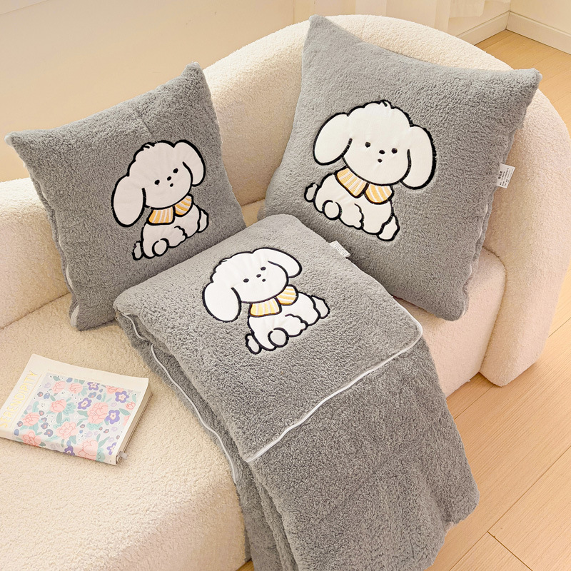 2024 new beautiful velvet bixiong cloth embroidered pillow quilt soft waxy fast warm velvet cotton winter warm car quilt cushion