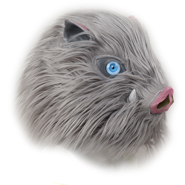 Cosplay Inosuke Hashibira Maske Helm Dämon Slayer Kimetsu Keine Yaiba Haube Haar Schwein Maske Kopfbedeckung Halloween Karneval Kostüm Prop – Detail 4