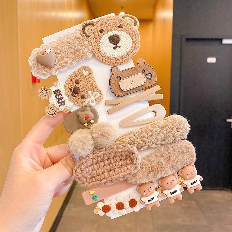 Cute clip de dibujos animados clip de borde conjunto frente cejas clip de cabello para chicas clip de BB otoño invierno de alta sensibilidad adornamiento de cabello tocado