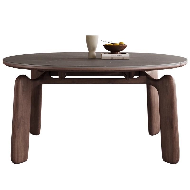 Las mesas y sillas de comedor de madera maciza plegables americanas pueden ser retráctiles y redondeadas. 2024 nuevo estilo retro francés medio y antiguo estilo silencioso