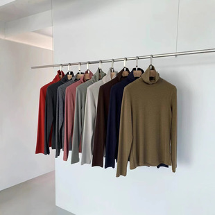Spot Egg Pure Color Soft Waxy Skin-Fribottomly Turtleneck Bottoming Shirt Autumn and Winter High-Bottom Slim Inner Basic Top Layering