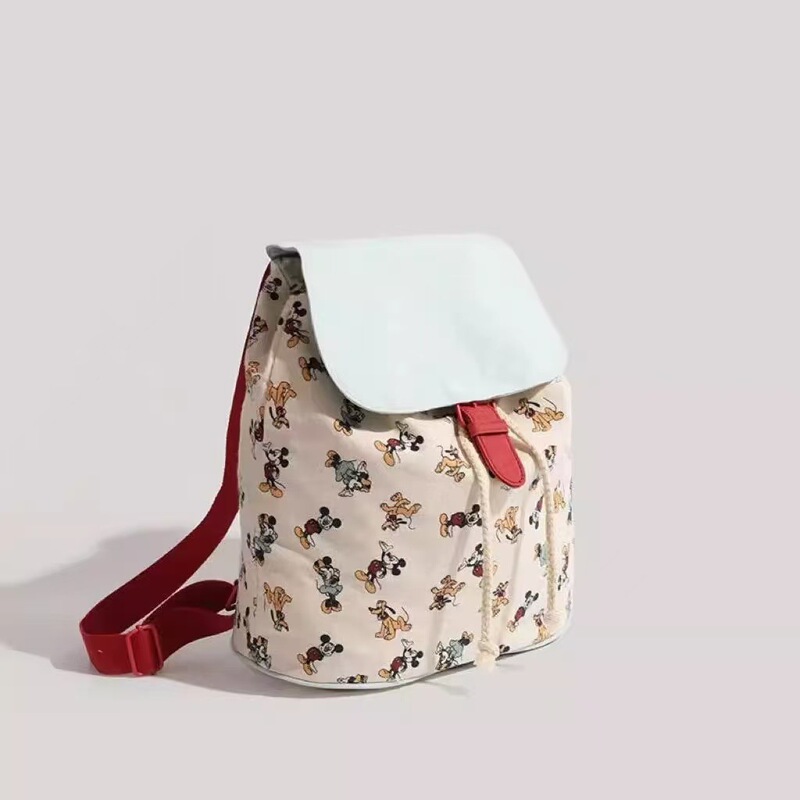 2025m Mouse Cartoon Backpack Casual Versatile Color-Block Large Capacity School Bag Student Fashion Drawstring Small Bag