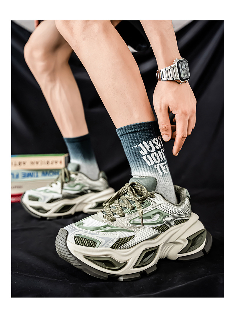 2025 Men's Summer Casual New Youth Sports Style Thick-Soled Dad Shoes Unique Niche Breathable Height Increasing_vogvips.com