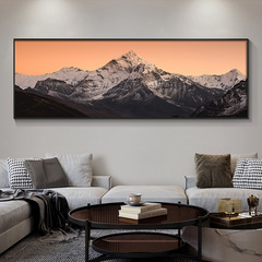 雪山風景橫幅客廳裝飾畫現代簡約沙發背景牆掛畫高檔大氣臥室壁畫