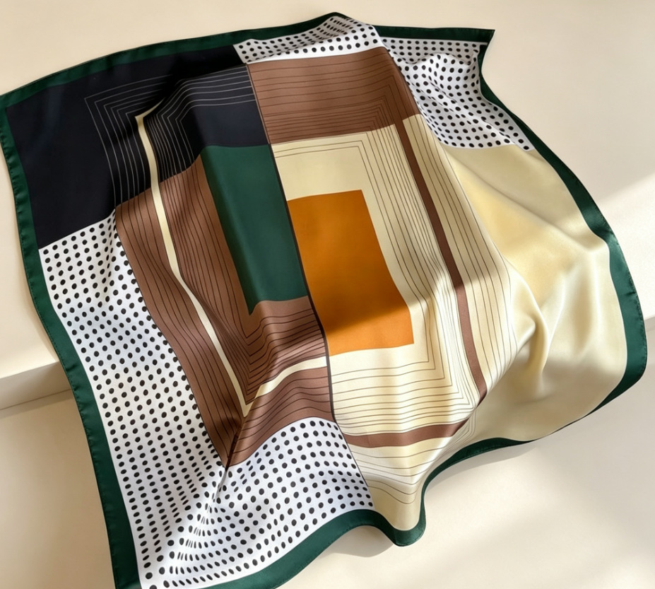 70 bufanda de seda bufanda cuadrada sentido de alta gama moda coreana salvaje profesional imitación bufanda de seda pequeña bufanda de seda con estampado retro mujer