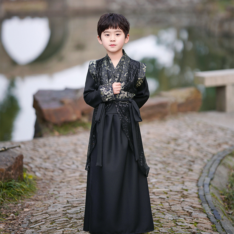 男童汉服中国风古装少爷服儿童超仙公子服古风唐装国学演出服秋冬