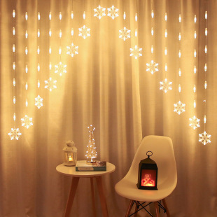 Led Creative Snowflake Christmas Holiday Decorative Lantern Battery Copper Lamp Indoor Outdoor Light String Curtain Light String
