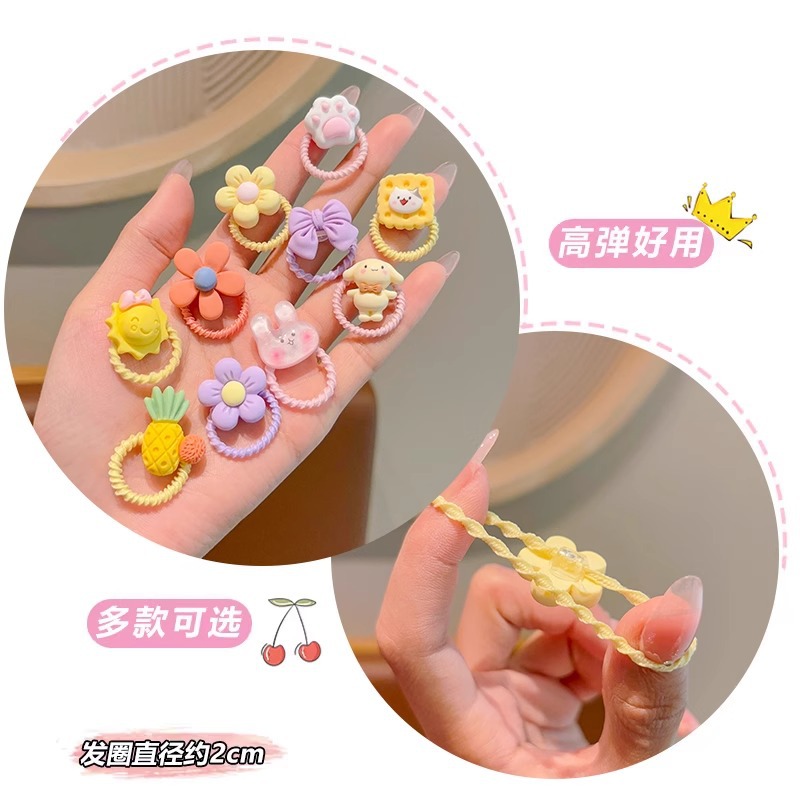 Cuerdas de cabello de banda de goma de color para bebés lindas caricaturas para niñas con un anillo de cabello para bebés de alta elasticidad cuerdas de pulgar