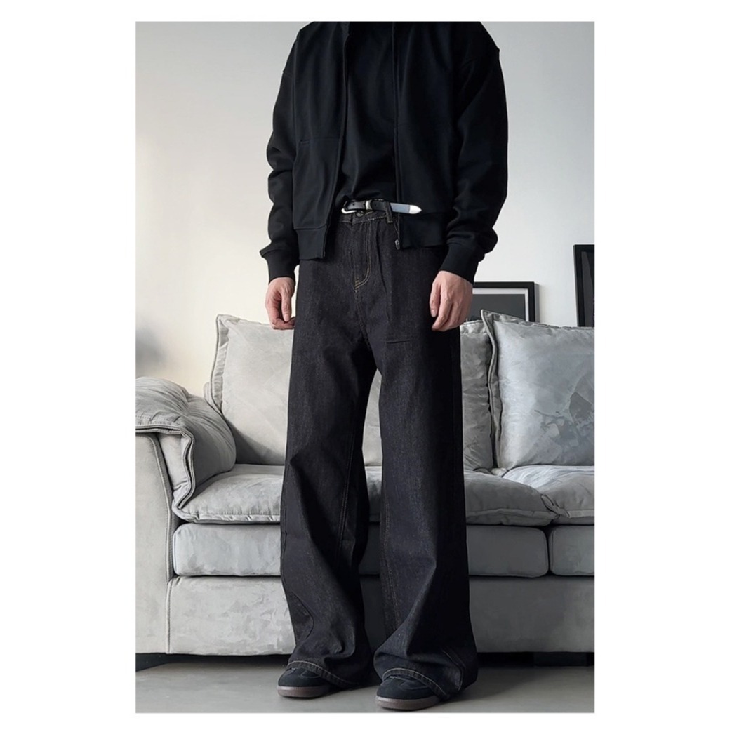 Retro Wide Leg Jeans Loose Straight Leg Casual Floor Length Pants For Men And Women_mkmklike.com