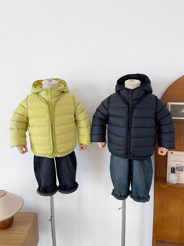 Wind Valley 2025 invierno nueva ropa infantil coreana de color sólido chaqueta de plumón caliente para niños chaqueta de aire exterior universal