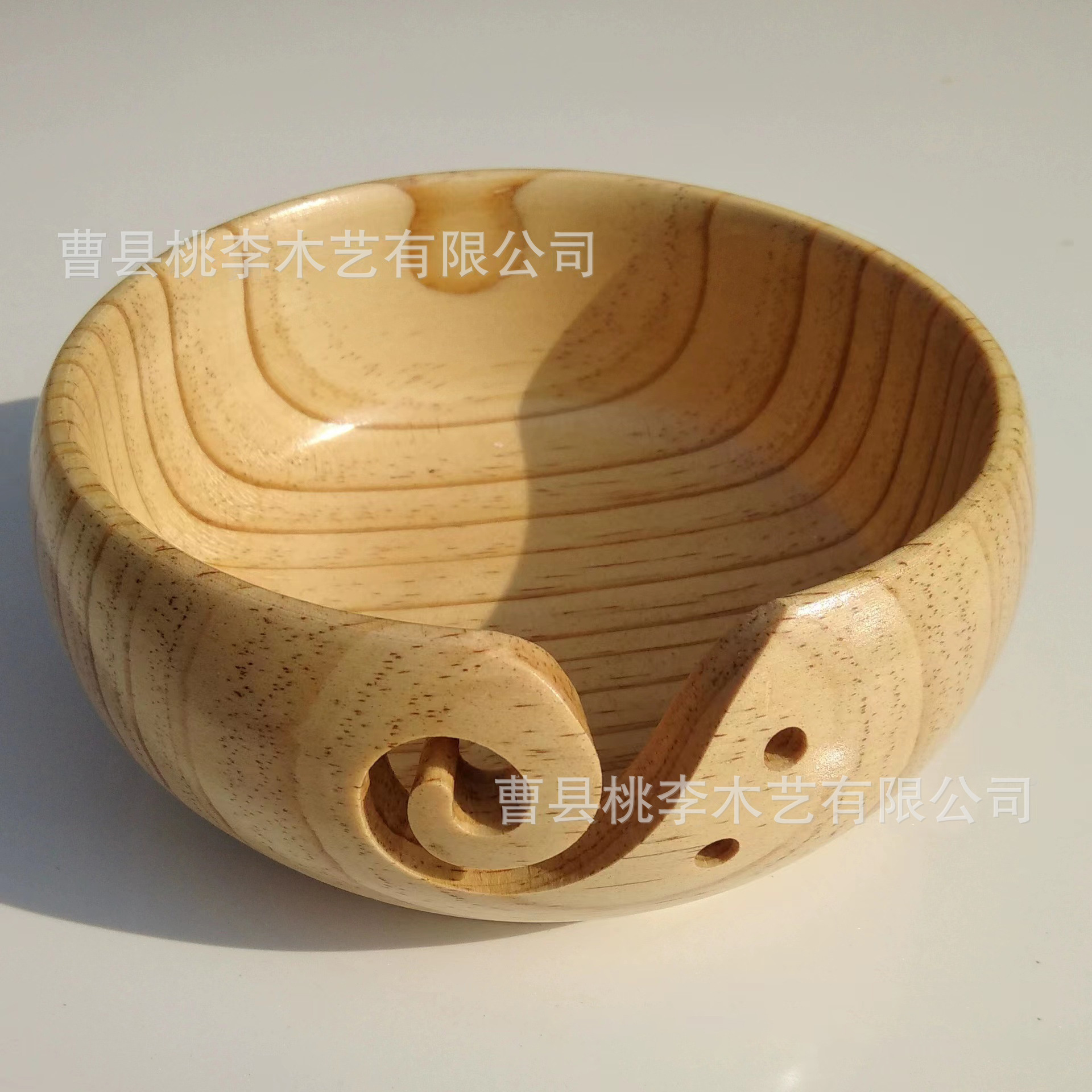 Tazón de lana de madera creativa Cuenco de madera de almacenamiento tallado en madera Cuenco redondo de dibujo de madera de exportación transfronteriza