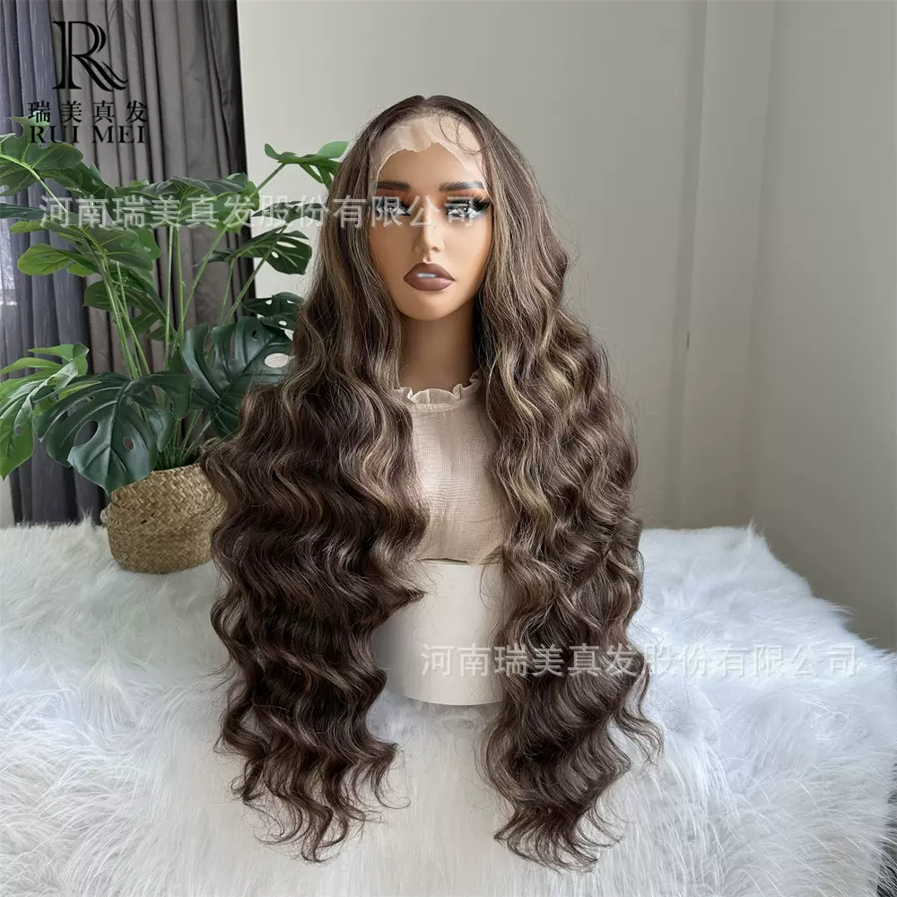 新品时尚假发欧美假发女前蕾丝化纤发波浪长卷发假发套批发