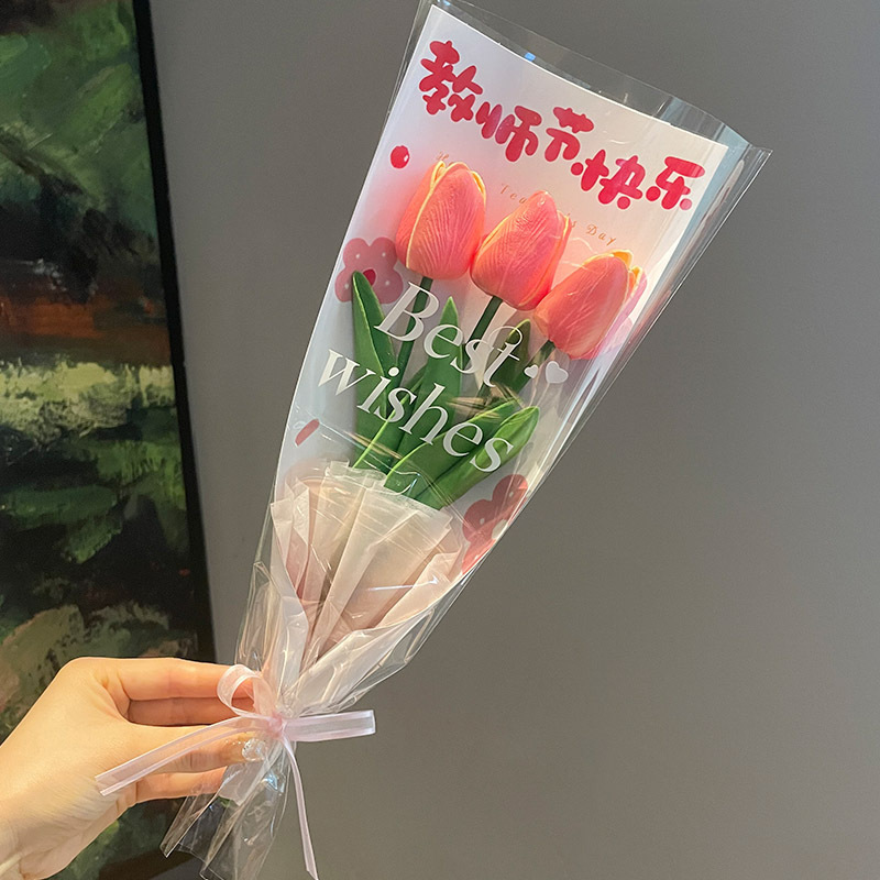 教師の日手作り DIY ギフト幼稚園女性教師のためのチューリップブーケ実用的なフラワーペン新学期ギフトペン|undefined