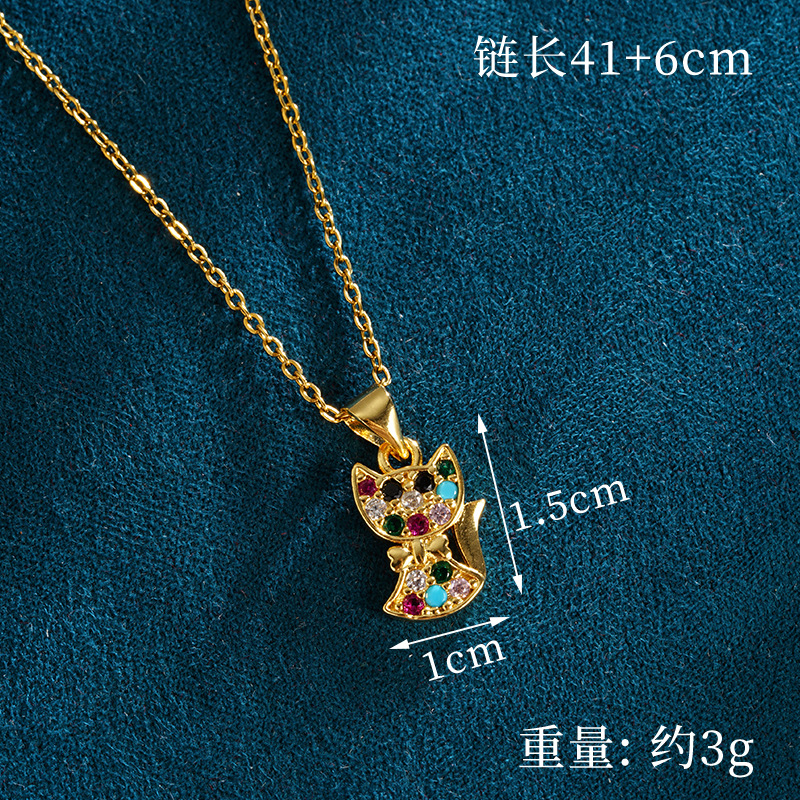 Vietnam Shajin estilo caliente personalidad moda lindo gato collar con microincrustaciones pendientes conjunto de joyería joyería transfronteriza europea y americana