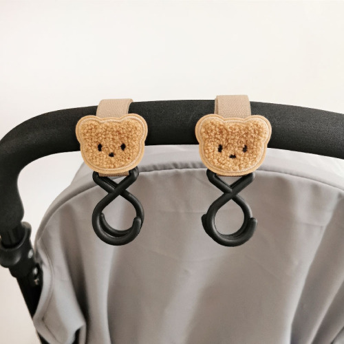 Korean style ins style bear head stroller hook umbrella stroller stroller stroller accessories baby walking artifact Velcro hook
