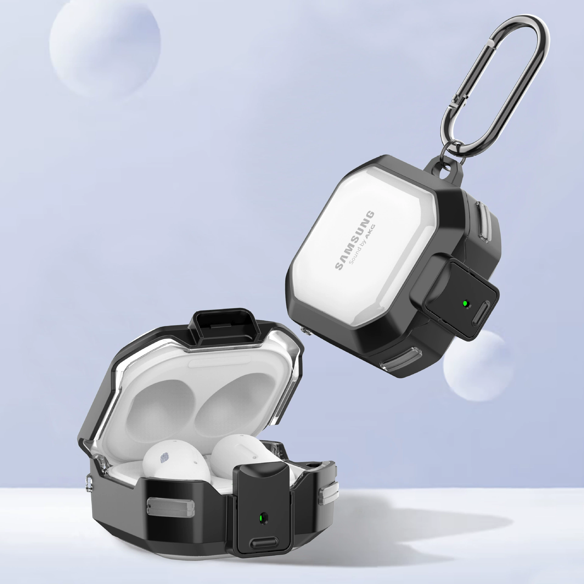 Подходит для Samsung Galaxybudslive/pro/2pro/FE, прозрачный чехол для наушников Bluetooth с переключателем, чехол против падения