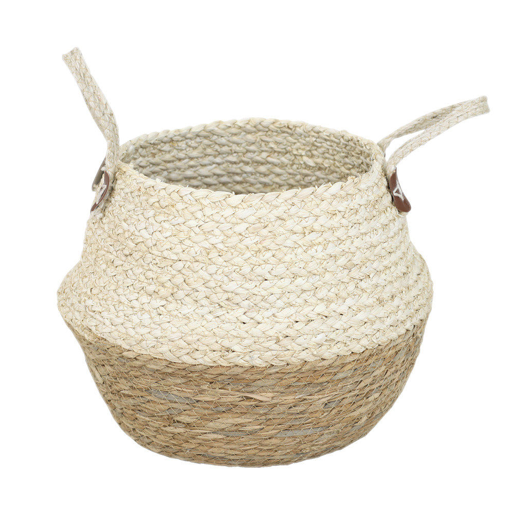 Cesta de flores ornamentación de caña tela de paja maceta de mano maceta de plantación verde maceta de almacenamiento canasta de plantas de sala de estar decoración de flores en maceta