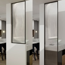 钢化玻璃屏风现代简约铁艺不锈钢隔断洗手盆客厅入户玄关装饰