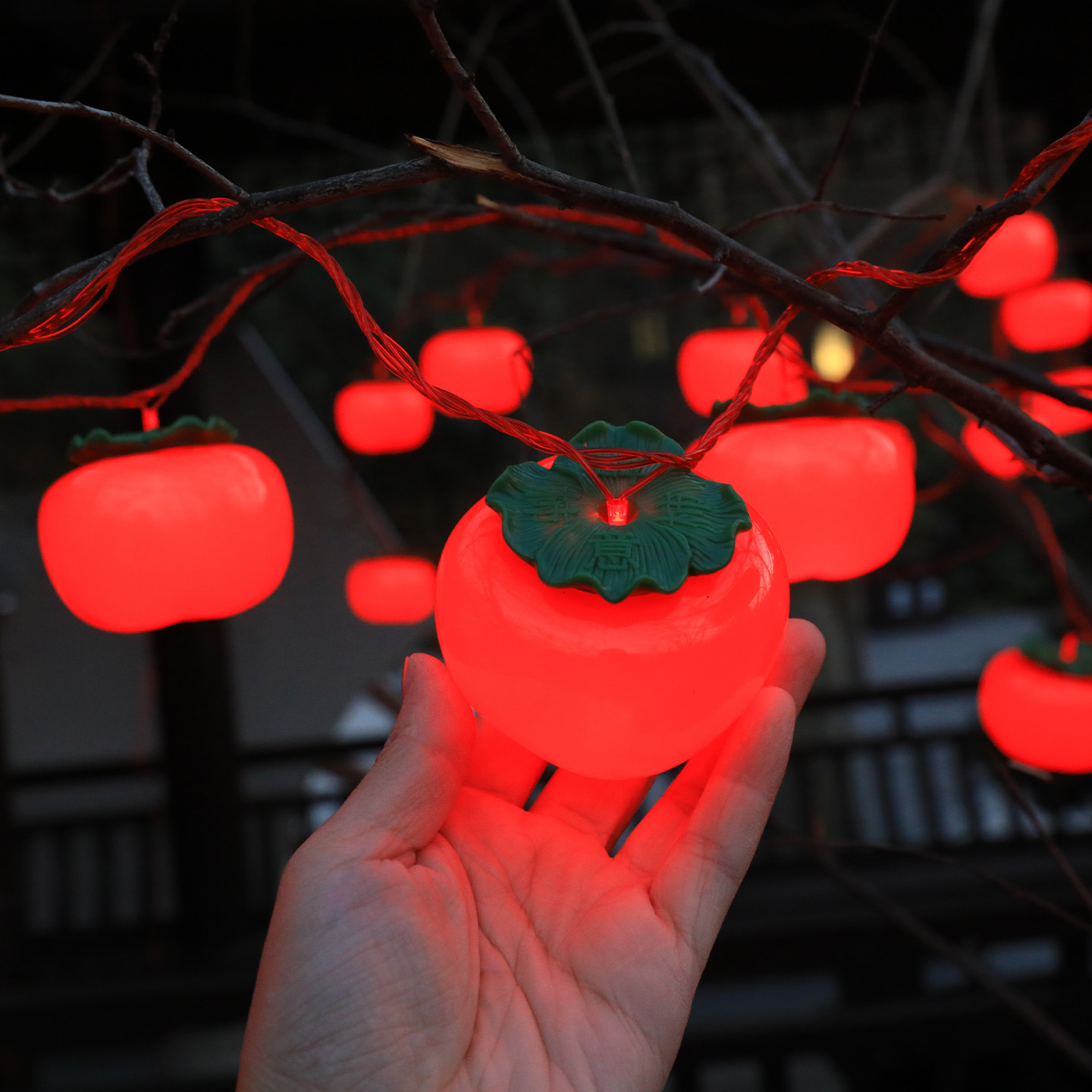 Nueva lámpara de caqui grande, lámpara solar LED Ruyi, lámpara solar al aire libre, jardín de luz, lámpara de caqui del Festival de Primavera