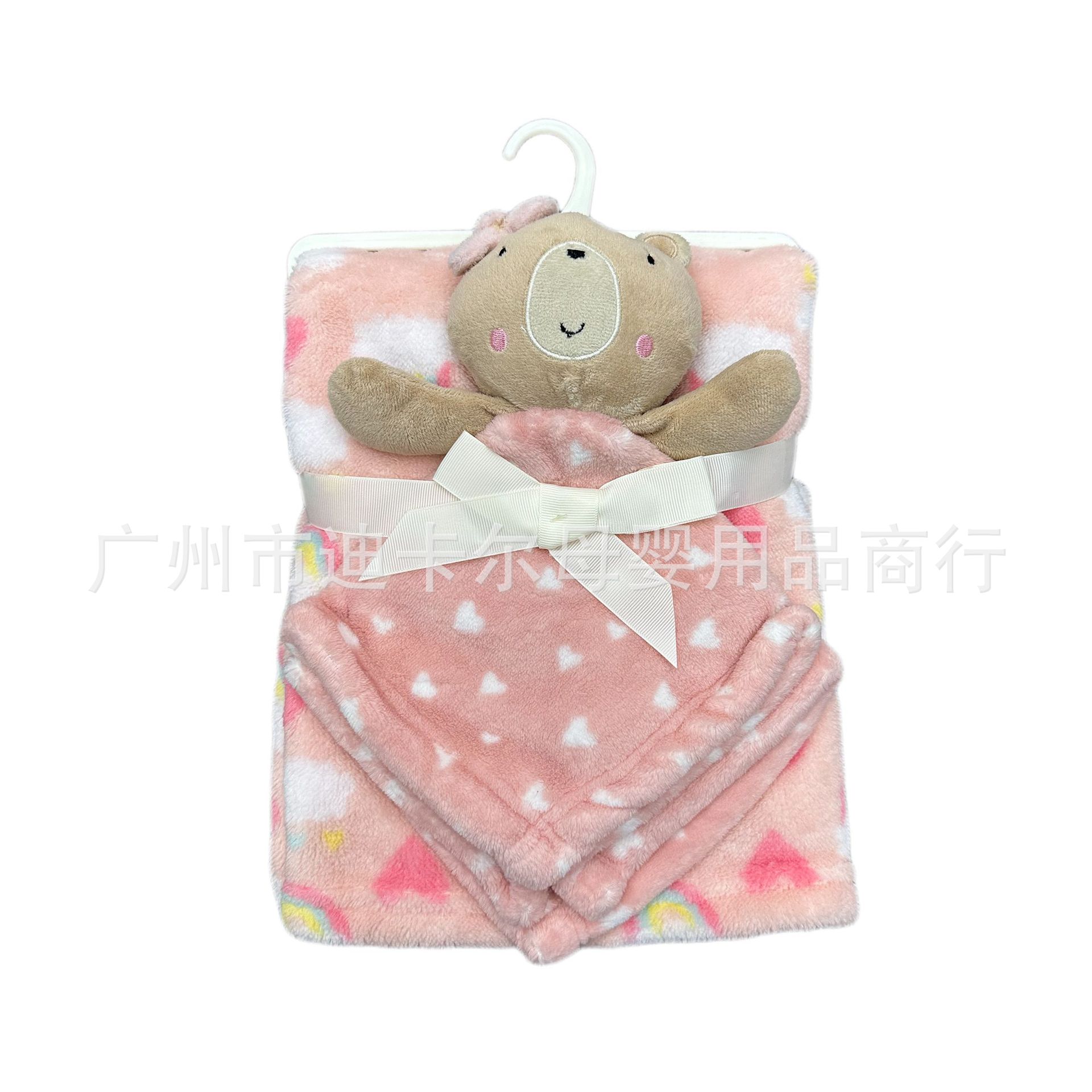Transfronterizos bebés de coral peluche manta 2 dos piezas juego de dibujos animados conejito bebé pacificar bebé suave