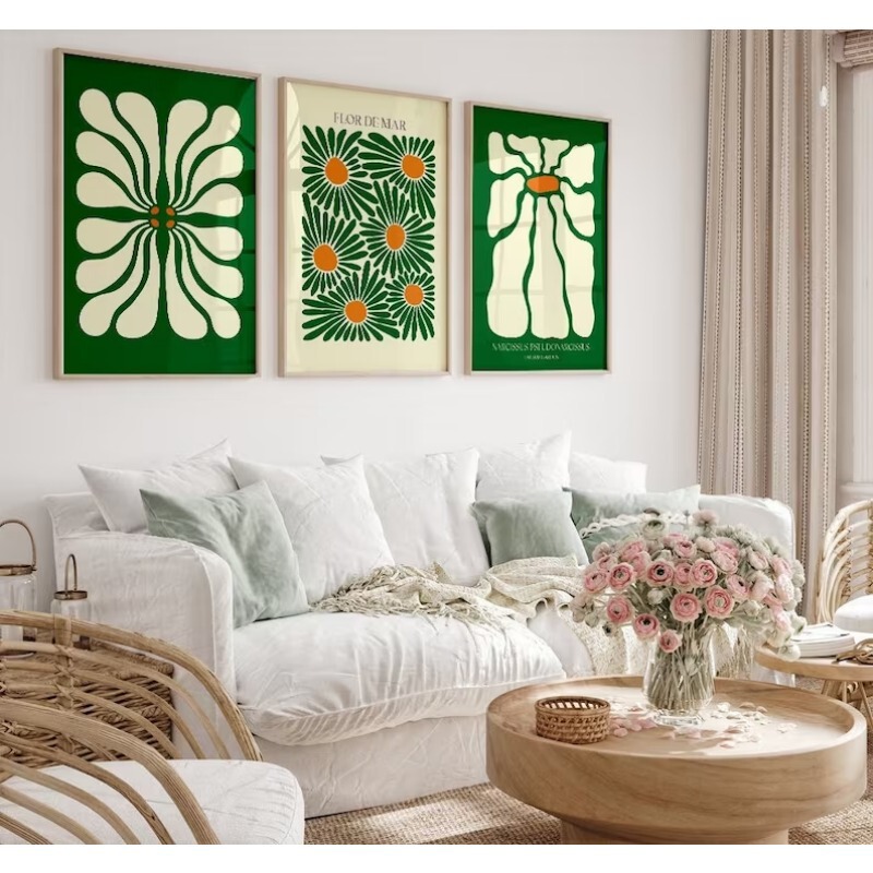 Green Matisse Abstract Wall Art Floral Print Oil Painting Core Modern Living Room Gallery Canvas Painting