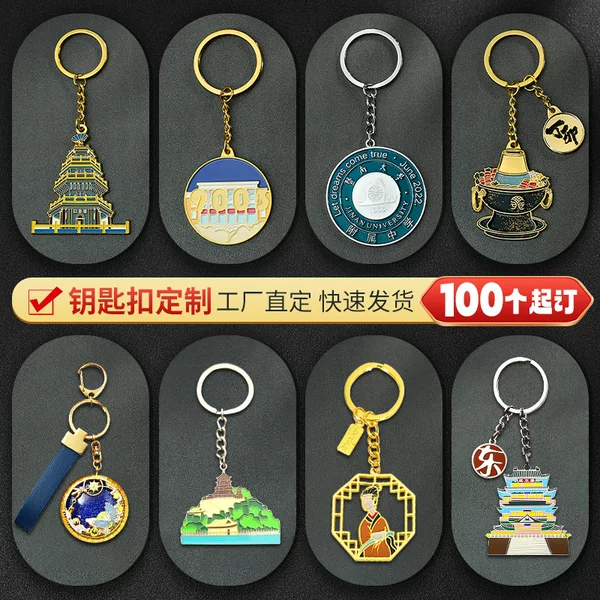 Customized Metal Keychain, Tourist Museum Painted Keychain, Advertising Promotion Event Keychain Pendant, Customized