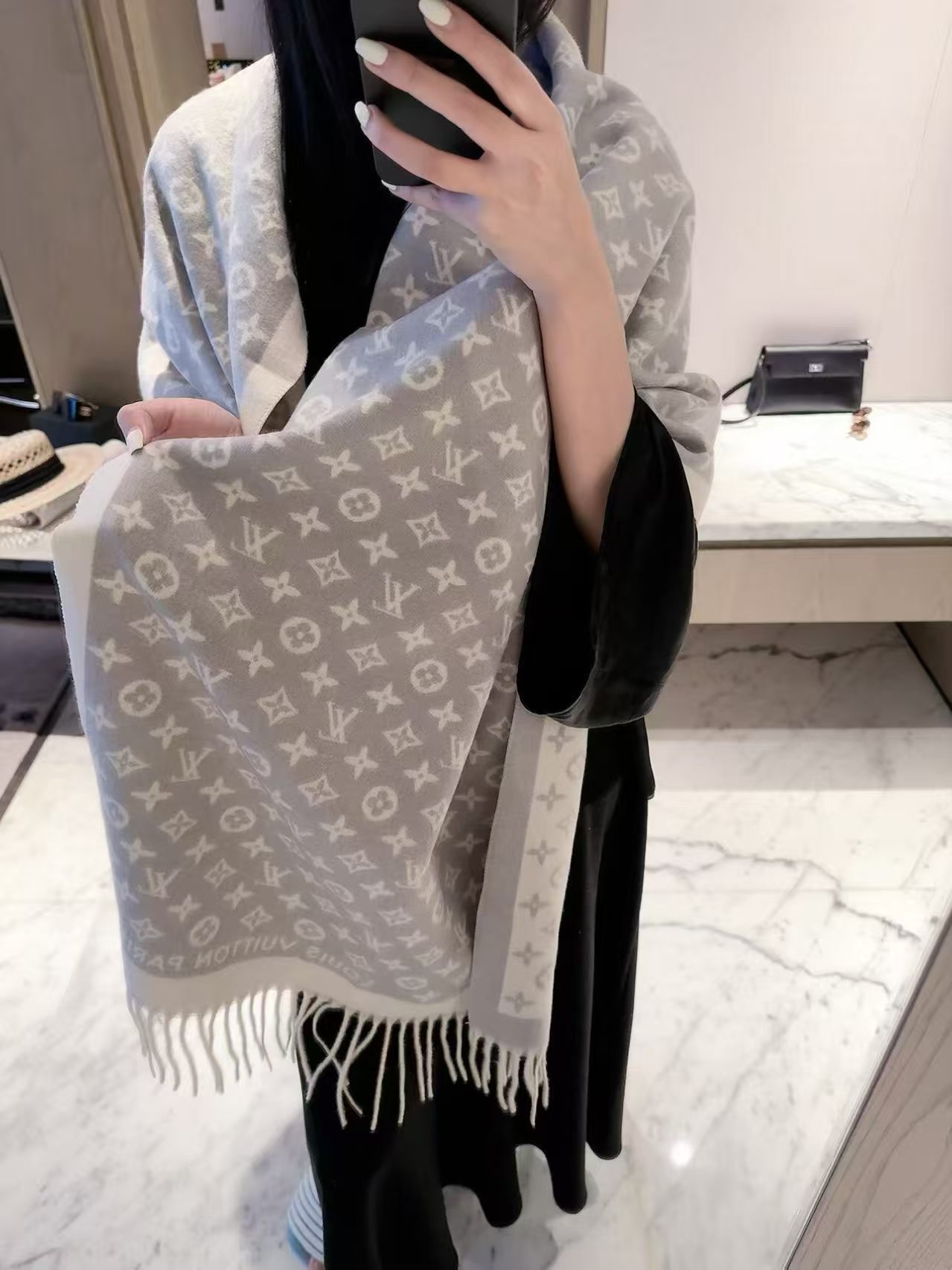 Louis Vuitton Monogram Scarf Grey