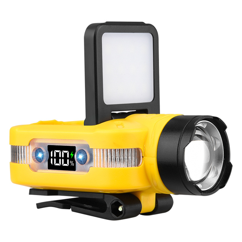 Cross-Border New White Laser Multi-Function Sensor Headlamp Red Blue Warning Multi-Angle Adjustable Digital Display Hat_voghion.com