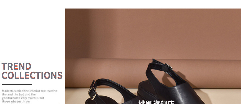 Sandal da thật nữ gót wedge đế xuồng platform cao 9 cm, dáng đế dày thoải mái — Màu đen chi tiết 24