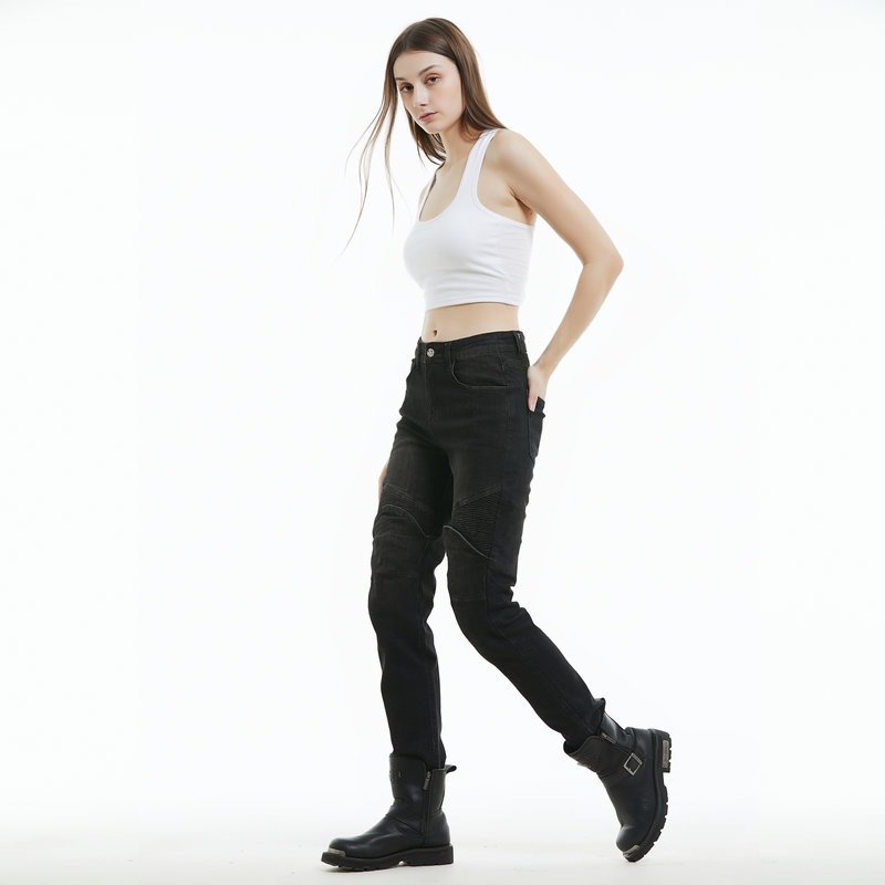 Pantalones vaqueros de motocicleta de Caballero de las mujeres que montan pantalones de motocicleta Kevlar resistente al desgaste resistente al desgarro pantalones resistentes a la caída fuera de la carretera