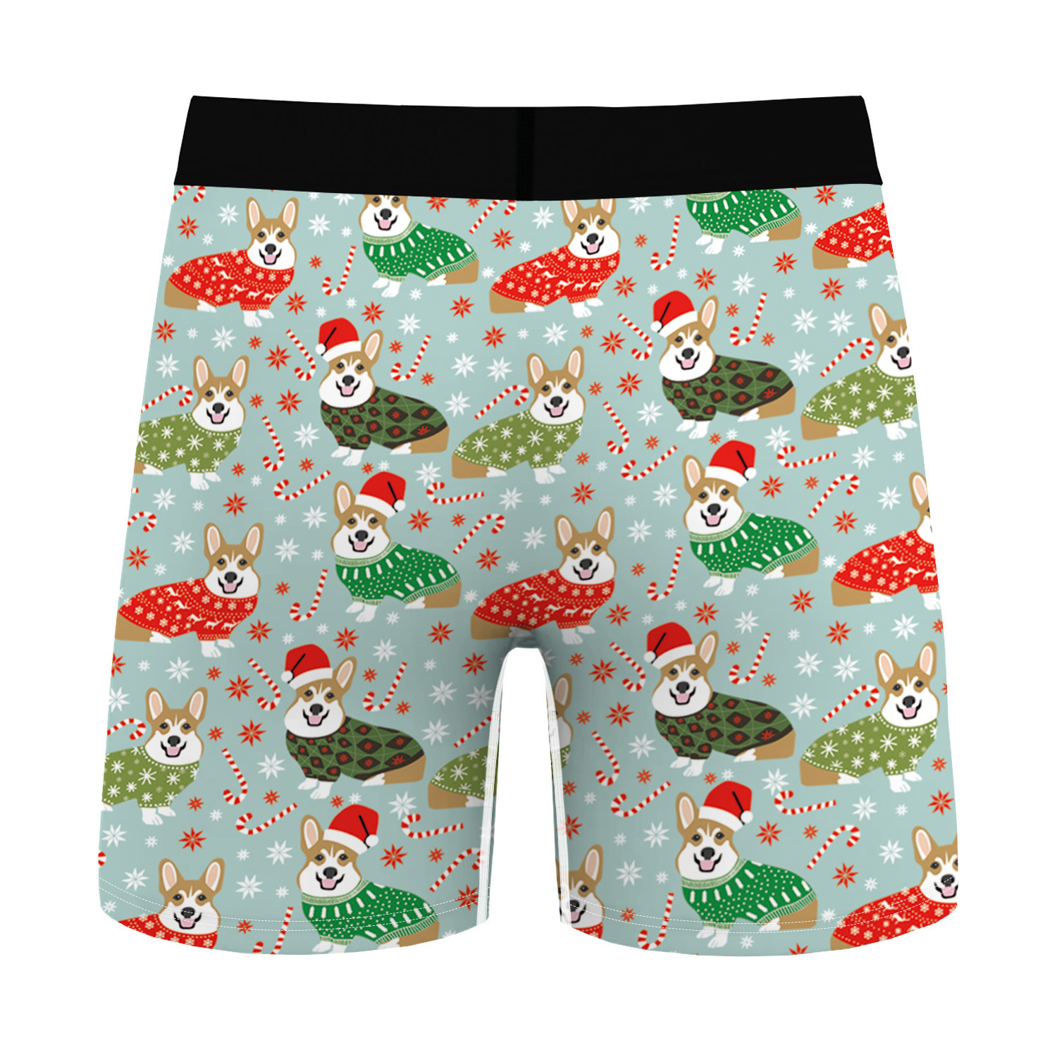 2024 Pantaloni ad angolo piatto traspiranti e comodi da uomo con stampa digitale per cani di Natale nuovi con biancheria intima aderente sul fondo_voghion.com