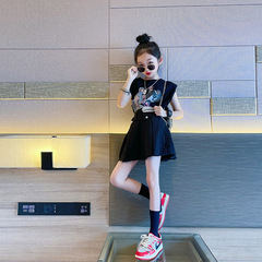 女童套裝裙夏季薄款網紅洋氣中大兒童炸街短裙套裝女孩夏裝兩件套